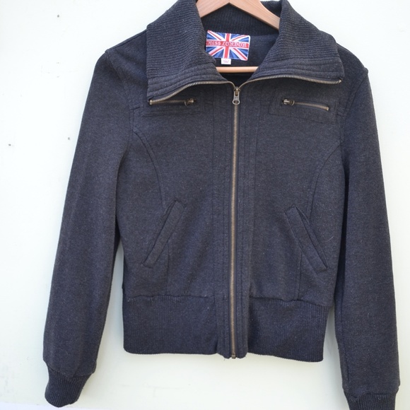 Women's Grey Zip Jacket Coat MISS LONDON - Picture 1 of 5